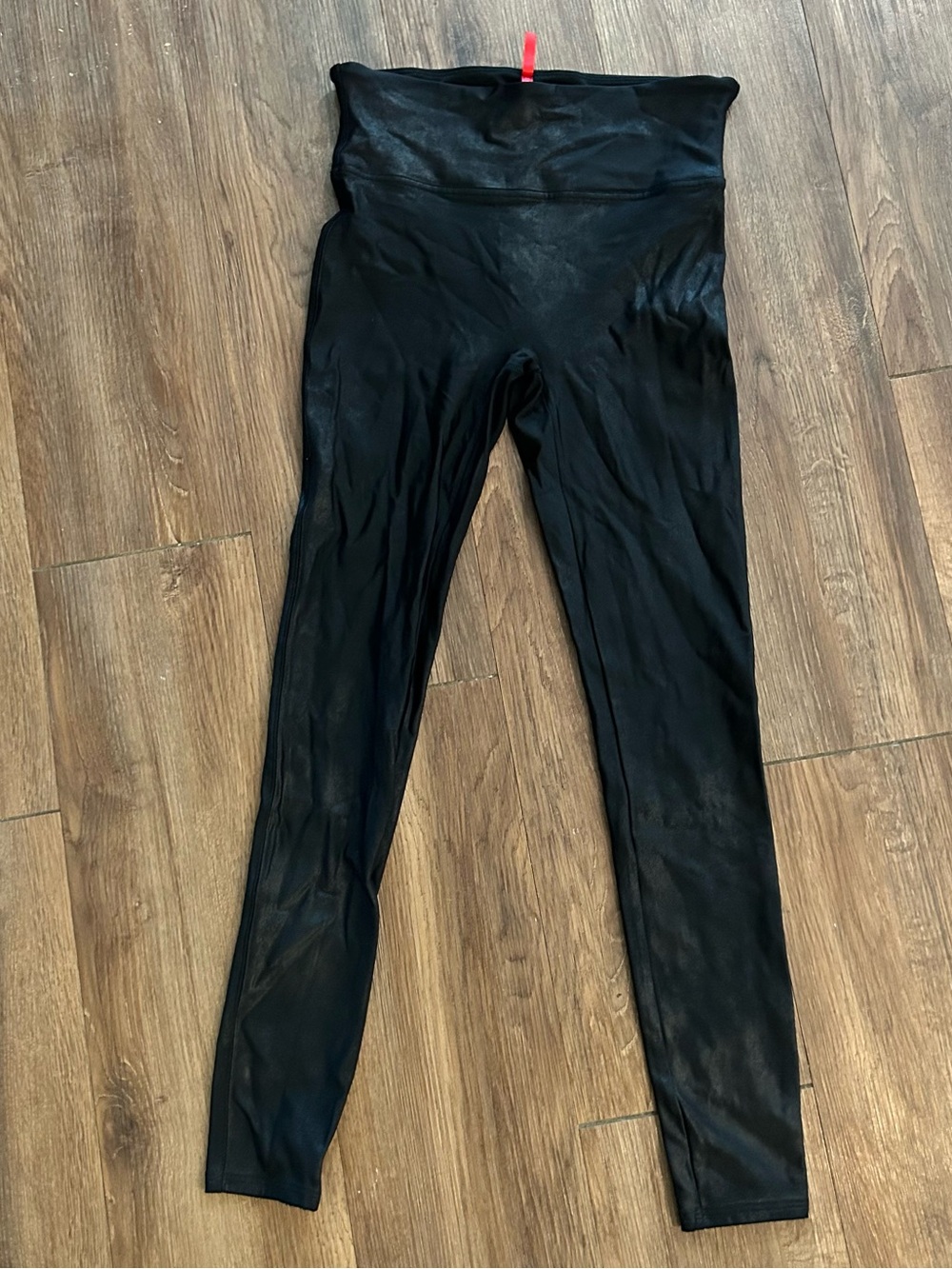 SPANX Faux Leather Leggings Black High Rise Size Large Shaping Skinny Pants